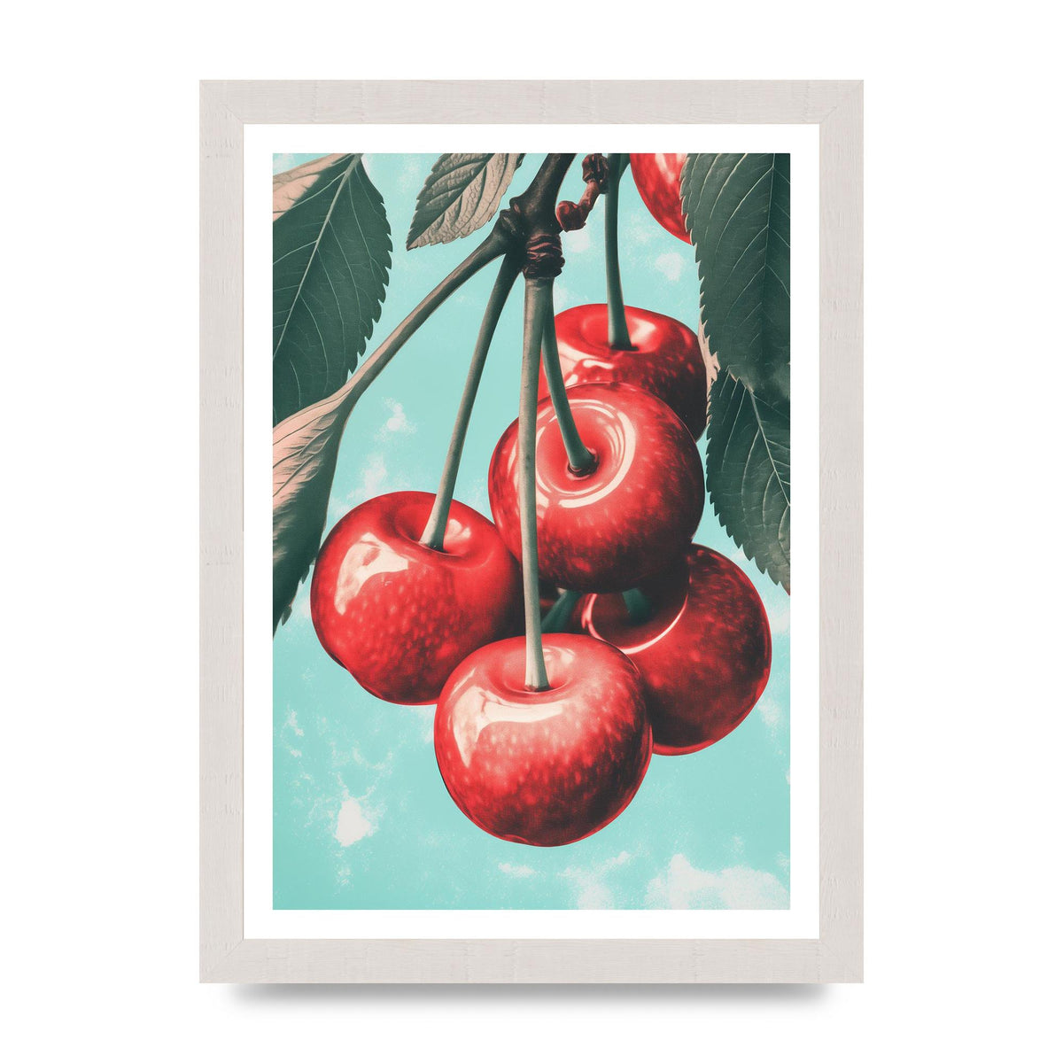 Cherry Bunch in Minimalist Risograph