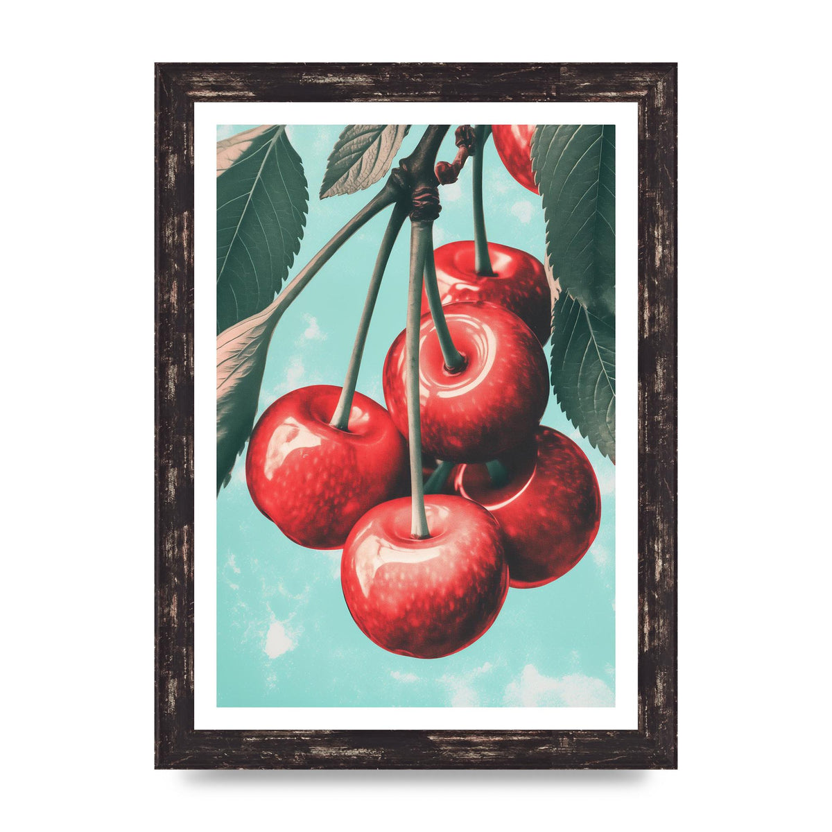 Cherry Bunch in Minimalist Risograph