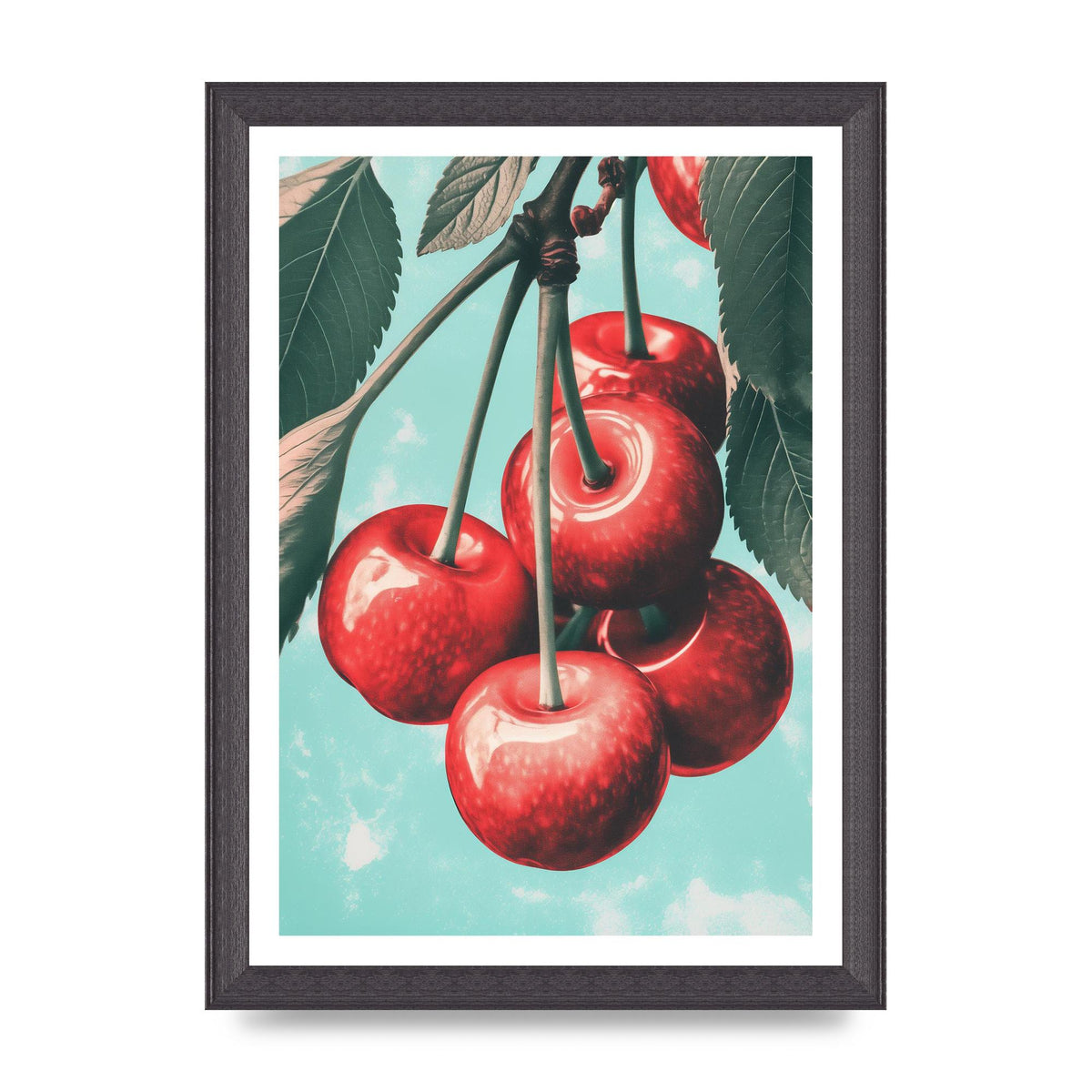 Cherry Bunch in Minimalist Risograph