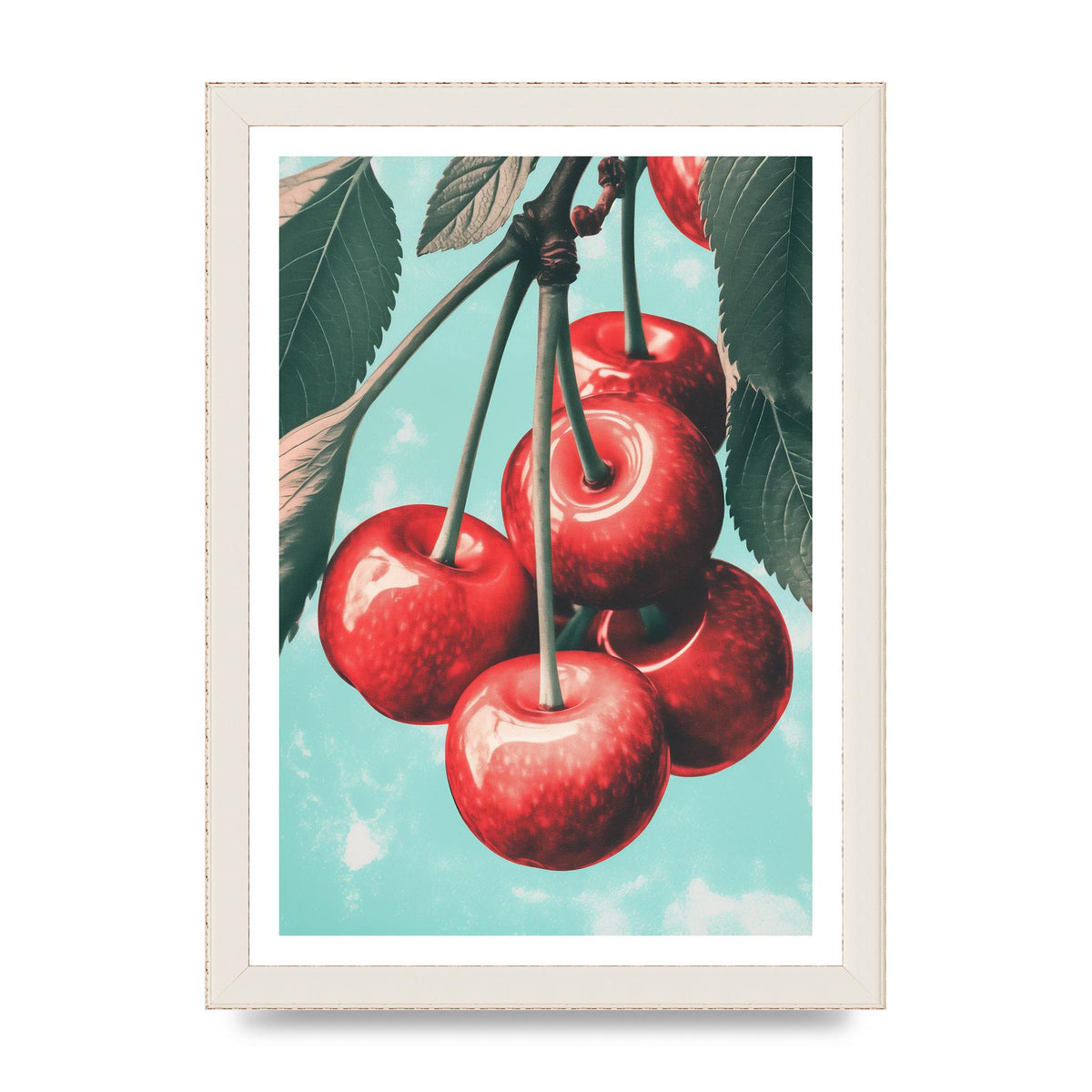 Cherry Bunch in Minimalist Risograph