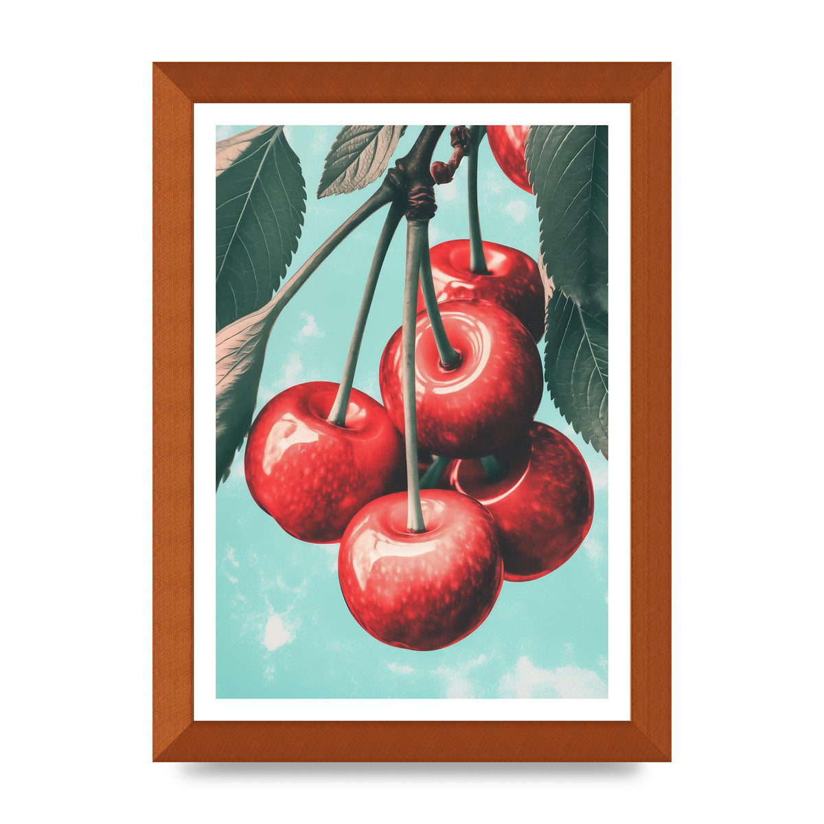 Cherry Bunch in Minimalist Risograph