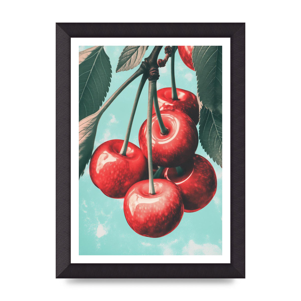 Cherry Bunch in Minimalist Risograph