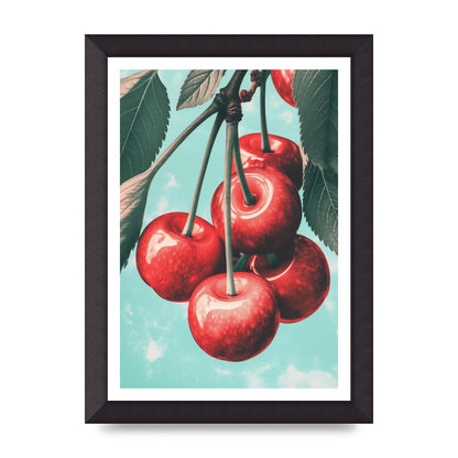 Cherry Bunch in Minimalist Risograph