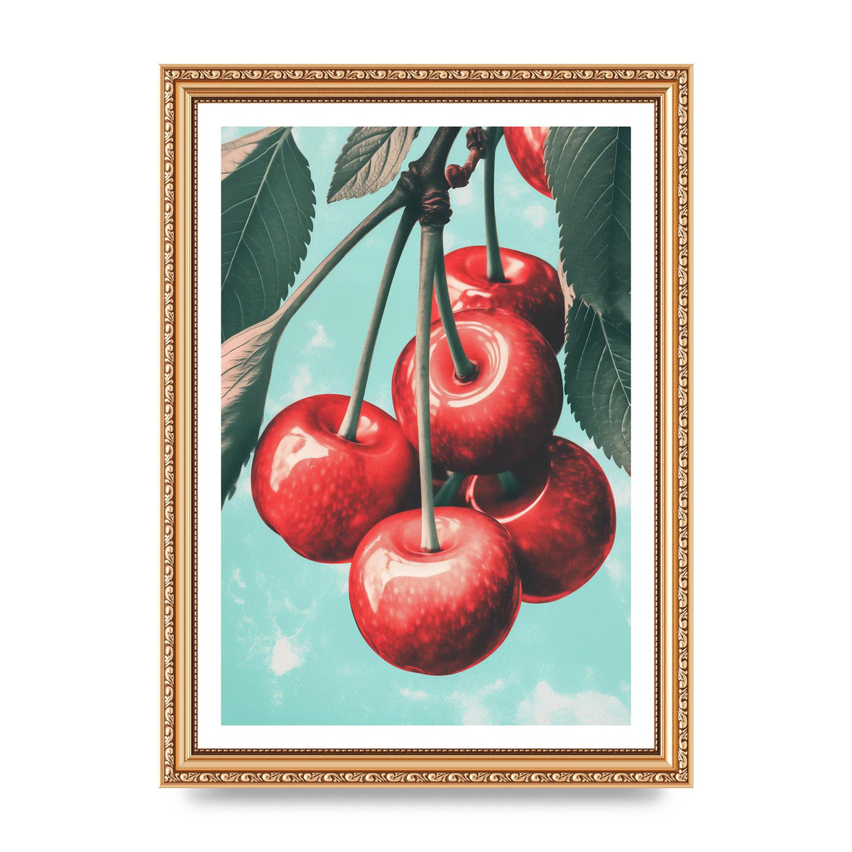 Cherry Bunch in Minimalist Risograph
