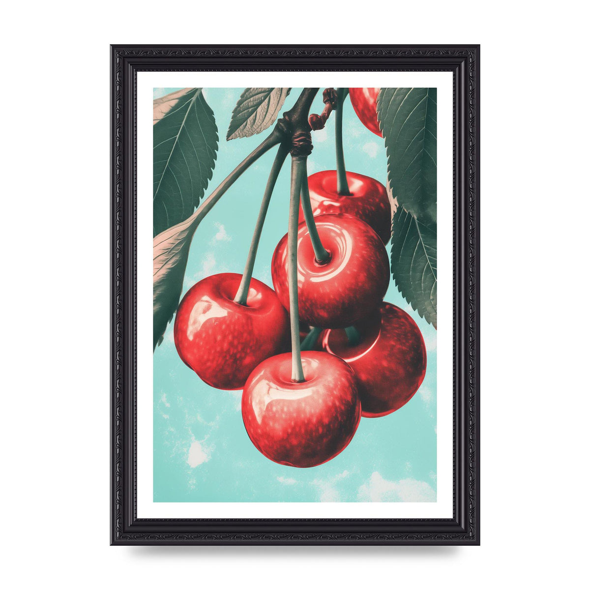Cherry Bunch in Minimalist Risograph