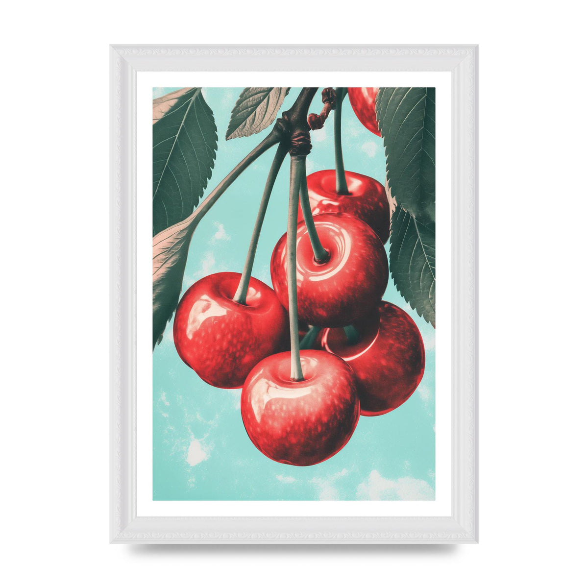 Cherry Bunch in Minimalist Risograph