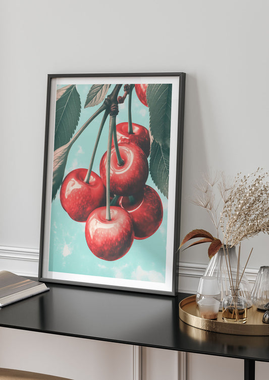 Cherry Bunch in Minimalist Risograph