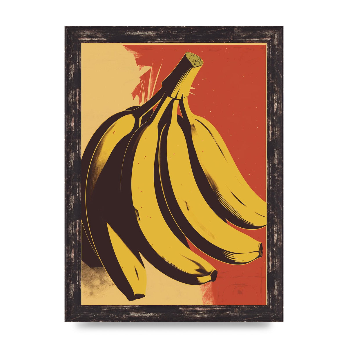 Banana in Woodblock Negative Space
