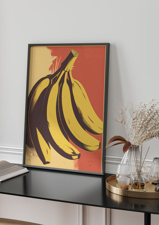 Banana in Woodblock Negative Space