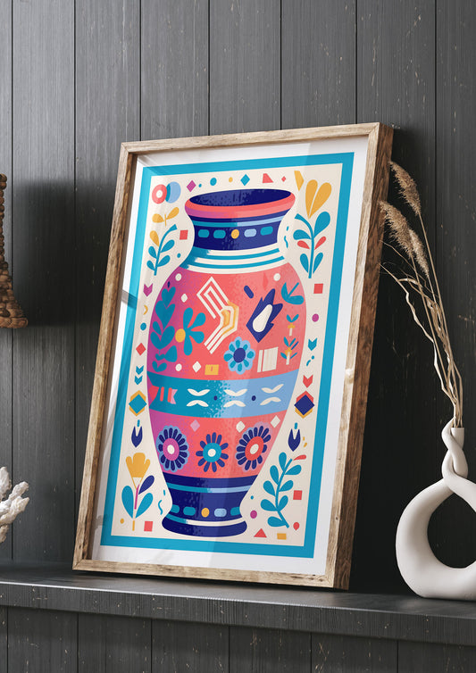 Vibrant Vase with Bold Flowers