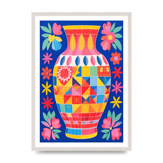 Bold-Shaped Vase Bursting with Color