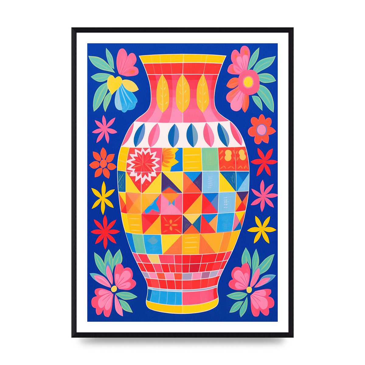 Bold-Shaped Vase Bursting with Color