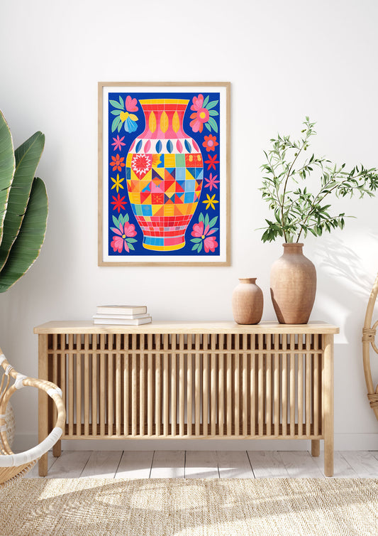 Bold-Shaped Vase Bursting with Color