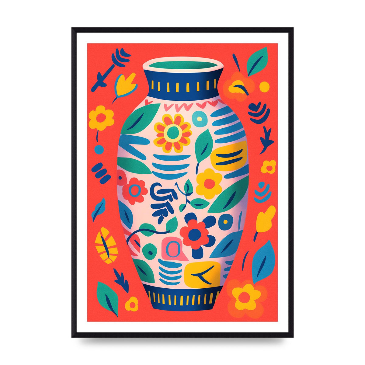 Colorful Vase with Lively Blossoms