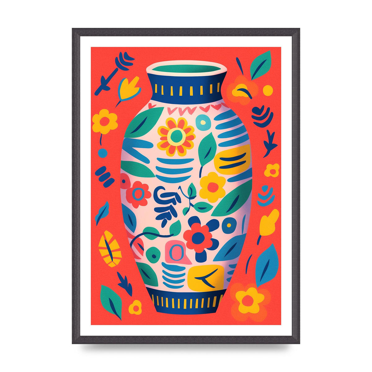 Colorful Vase with Lively Blossoms