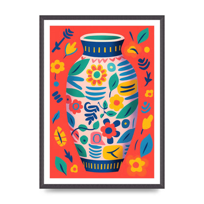 Colorful Vase with Lively Blossoms