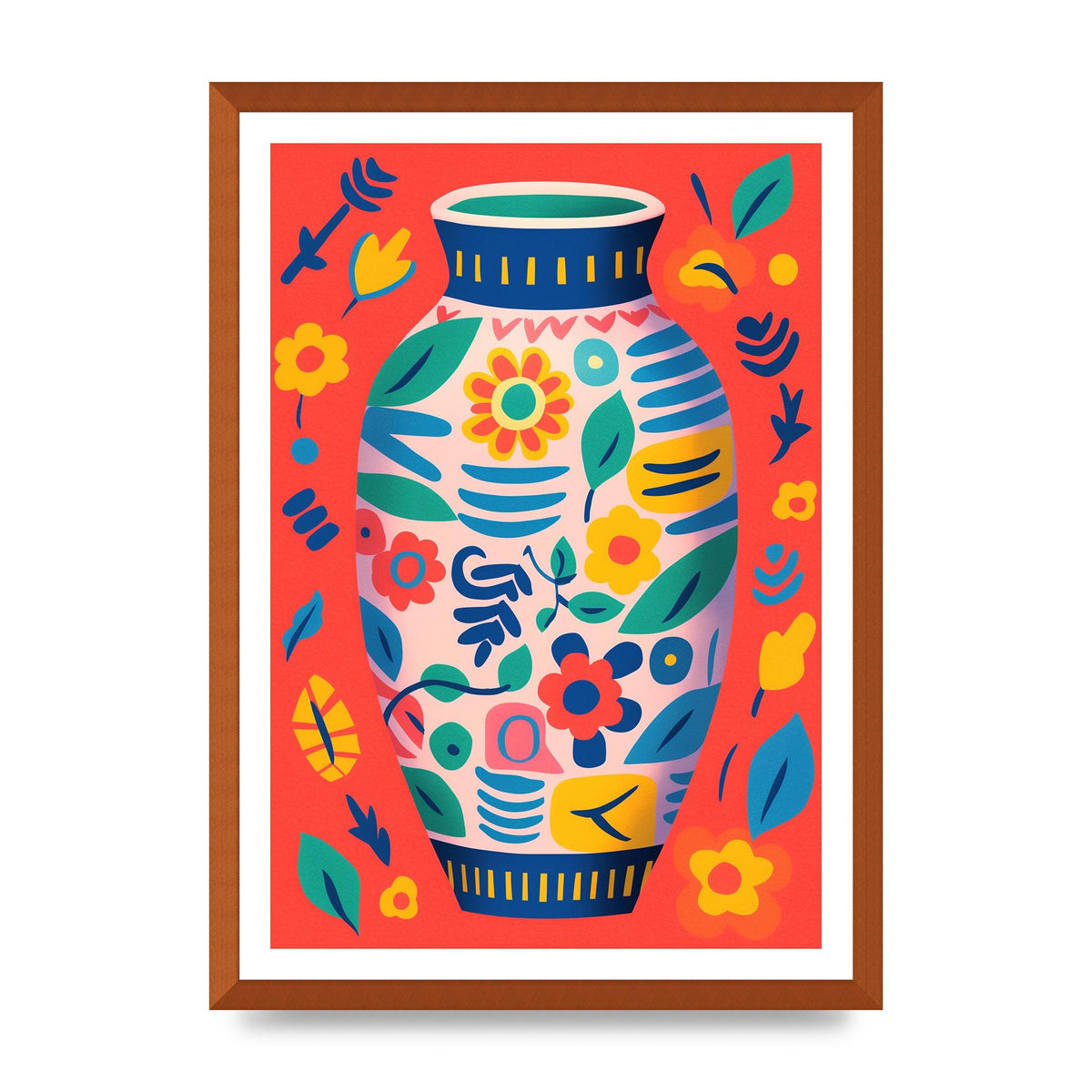 Colorful Vase with Lively Blossoms