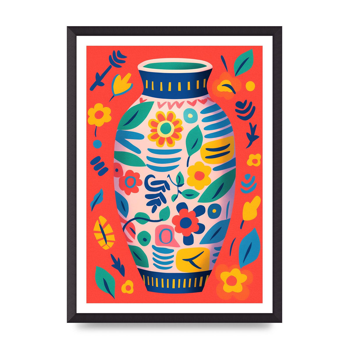 Colorful Vase with Lively Blossoms