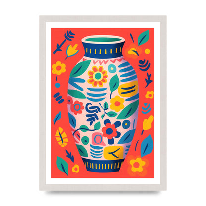 Colorful Vase with Lively Blossoms
