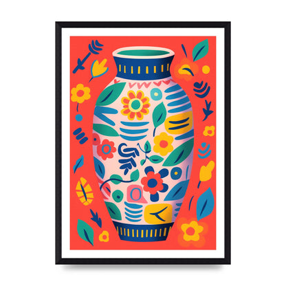 Colorful Vase with Lively Blossoms