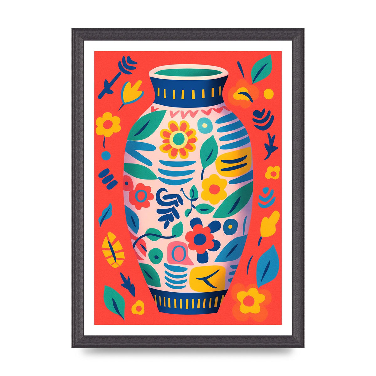 Colorful Vase with Lively Blossoms