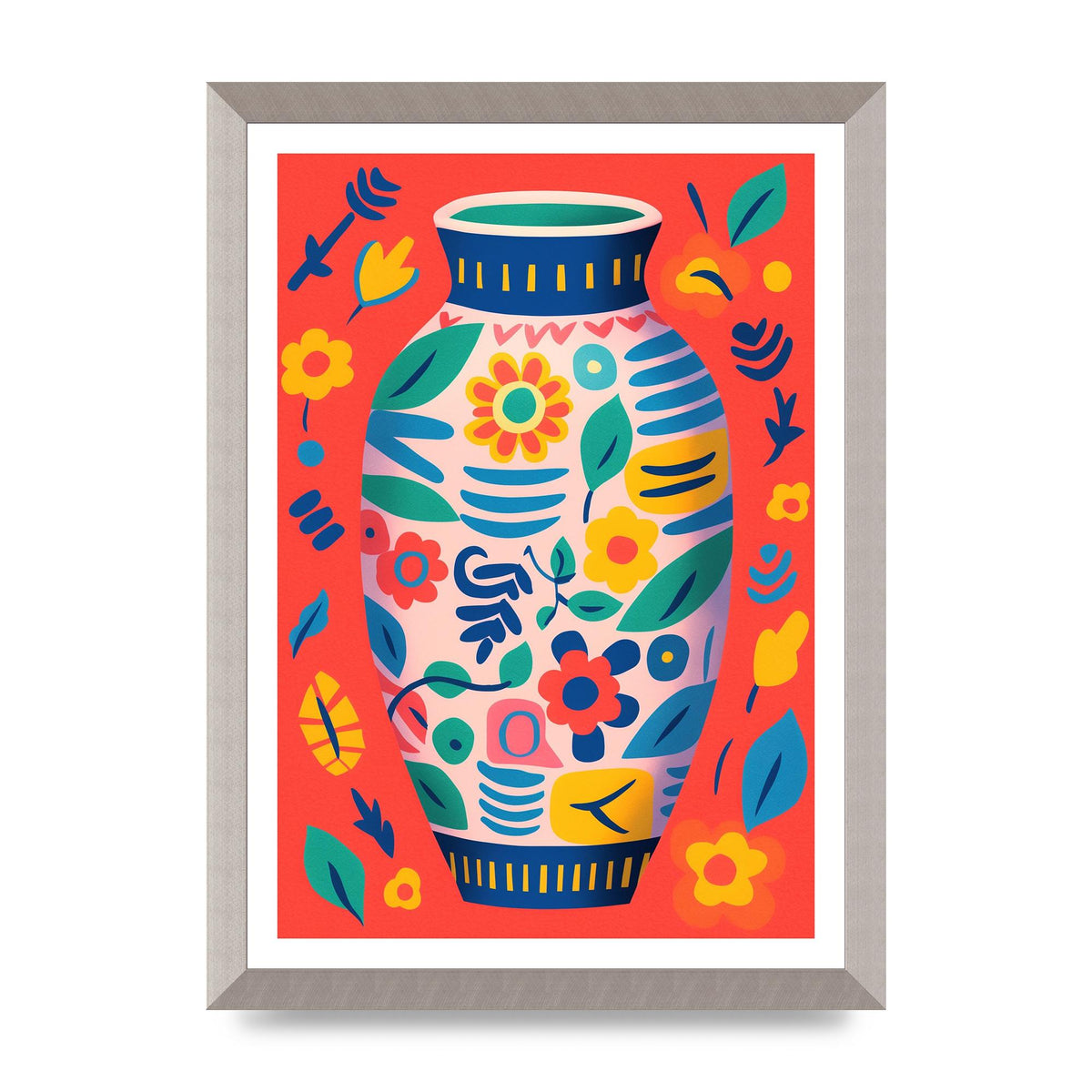 Colorful Vase with Lively Blossoms