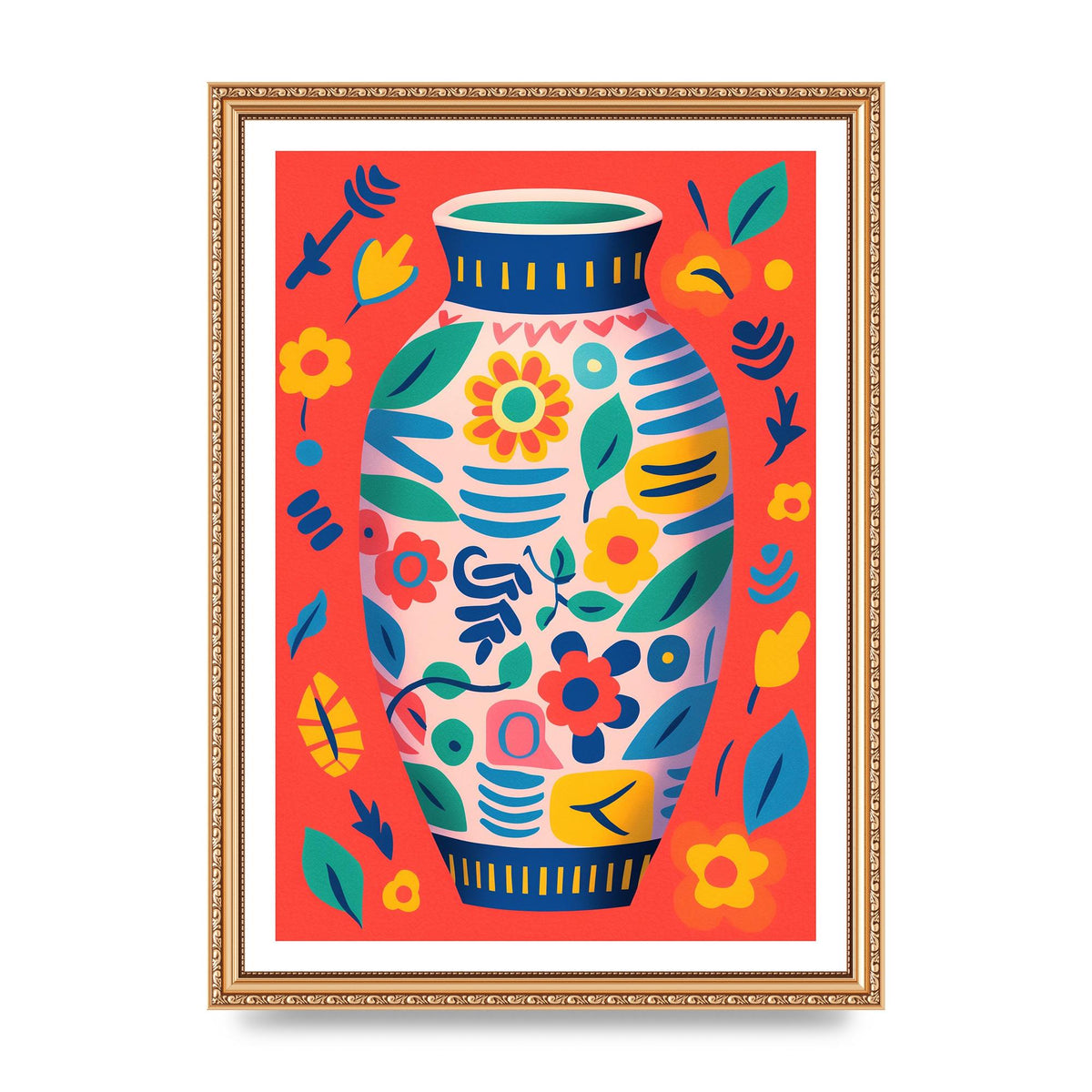 Colorful Vase with Lively Blossoms