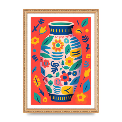 Colorful Vase with Lively Blossoms