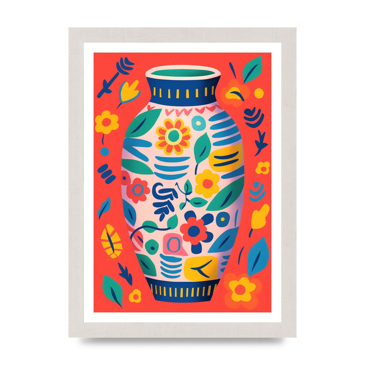 Colorful Vase with Lively Blossoms