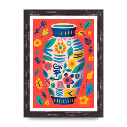 Colorful Vase with Lively Blossoms