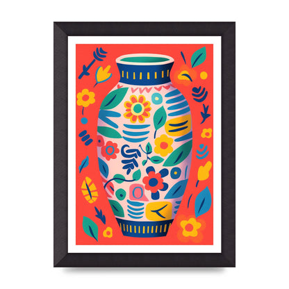 Colorful Vase with Lively Blossoms