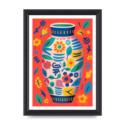 Colorful Vase with Lively Blossoms