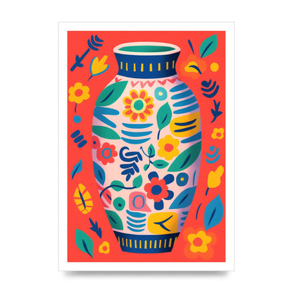 Colorful Vase with Lively Blossoms