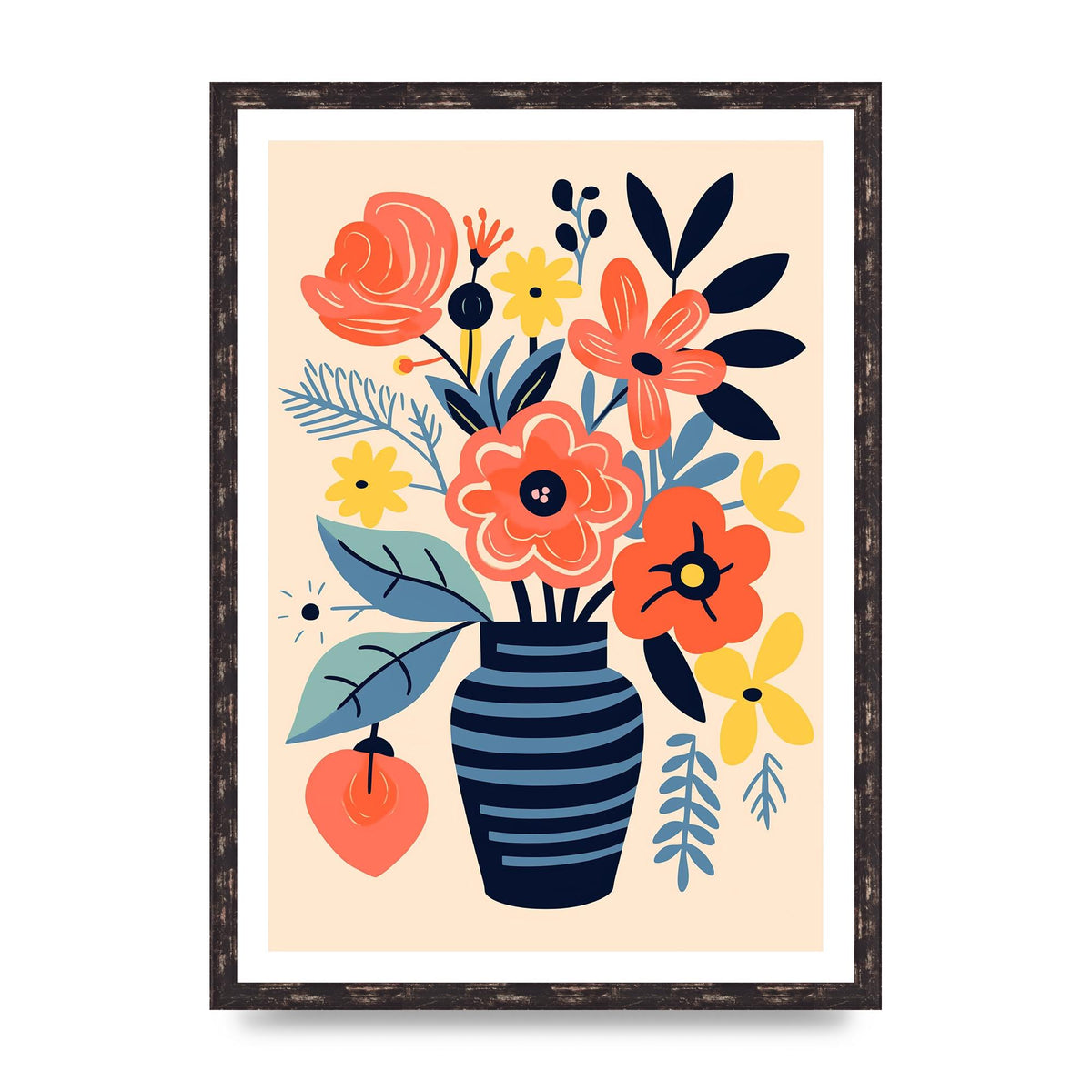 Vivid Vase with 8 Lively Blossoms