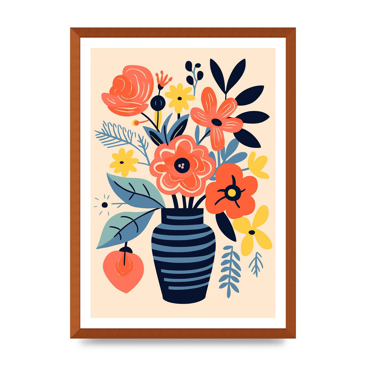 Vivid Vase with 8 Lively Blossoms