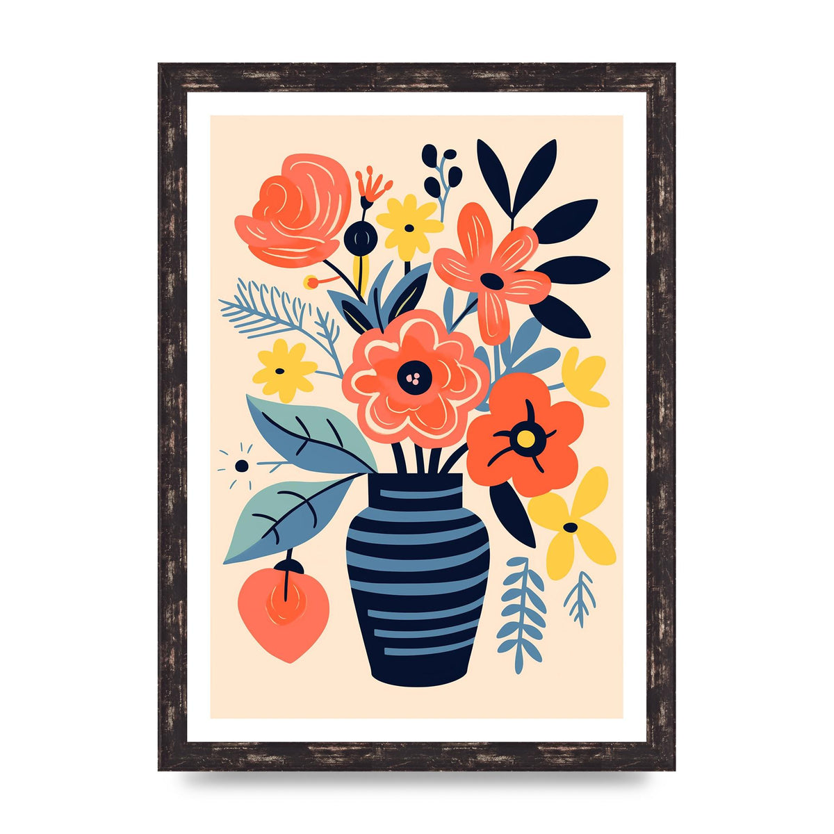 Vivid Vase with 8 Lively Blossoms