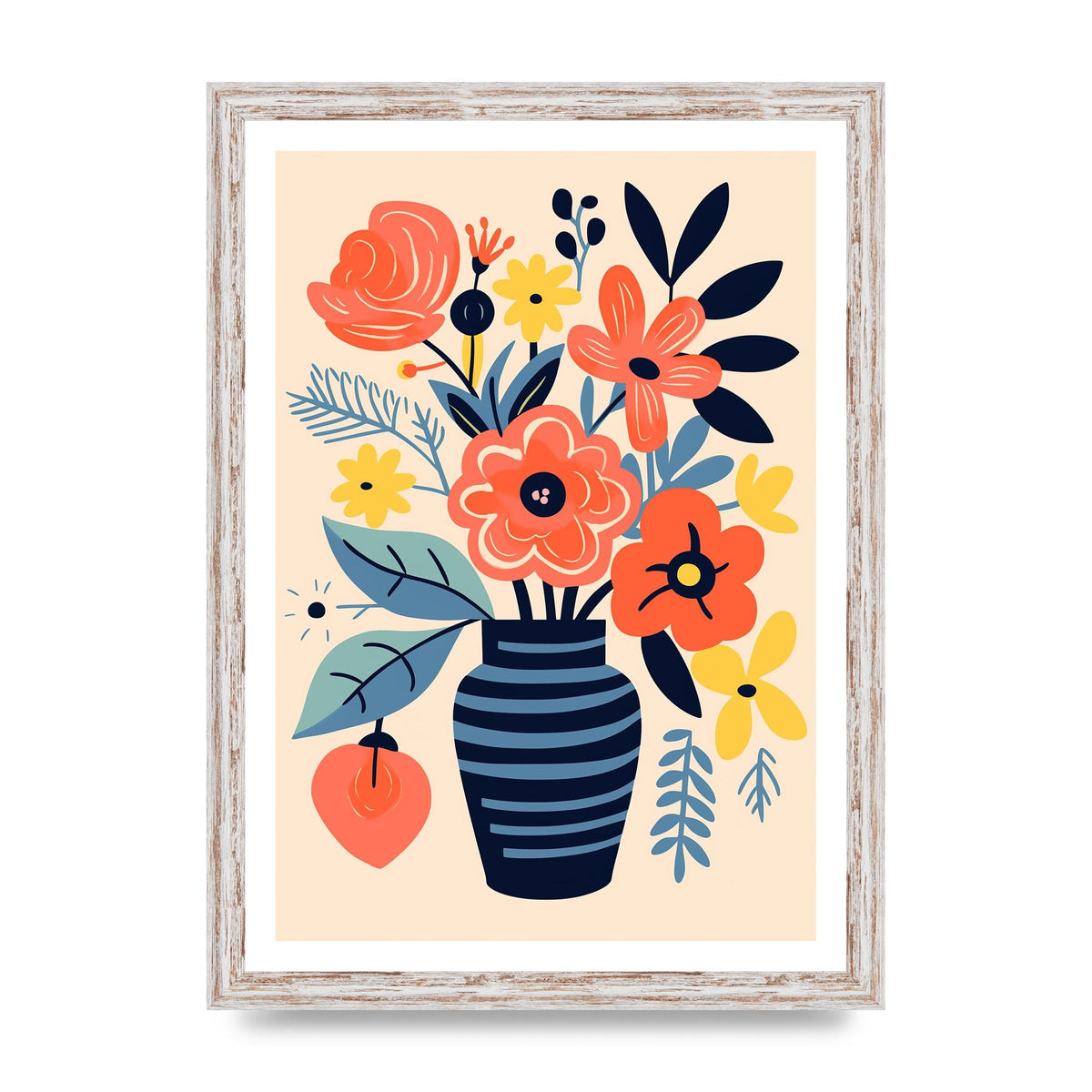 Vivid Vase with 8 Lively Blossoms