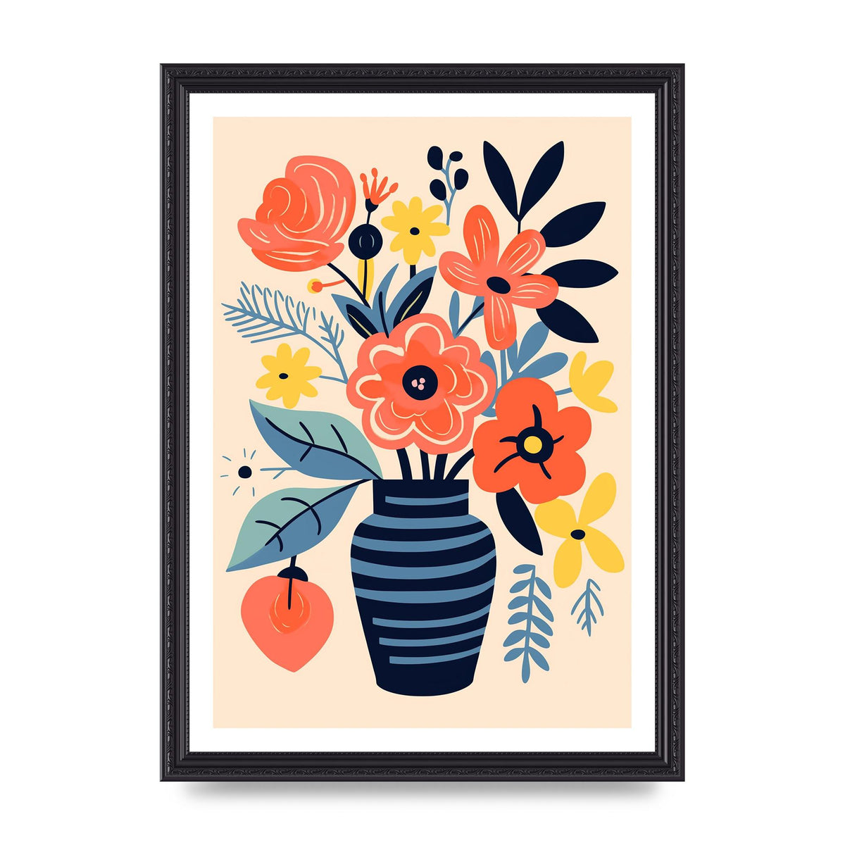 Vivid Vase with 8 Lively Blossoms
