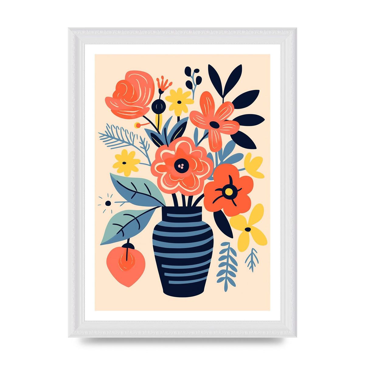 Vivid Vase with 8 Lively Blossoms