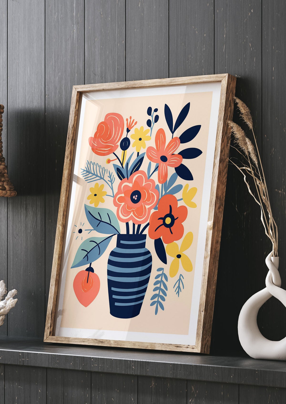 Vivid Vase with 8 Lively Blossoms