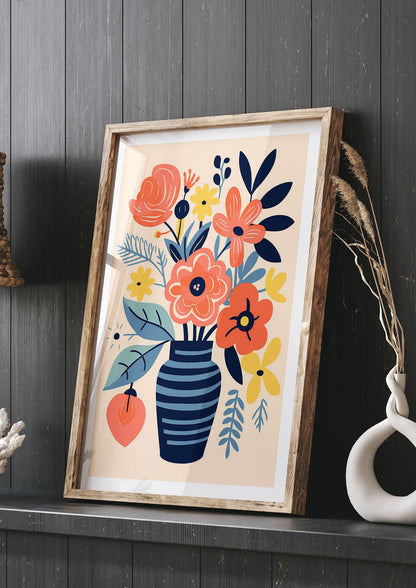 Vivid Vase with 8 Lively Blossoms