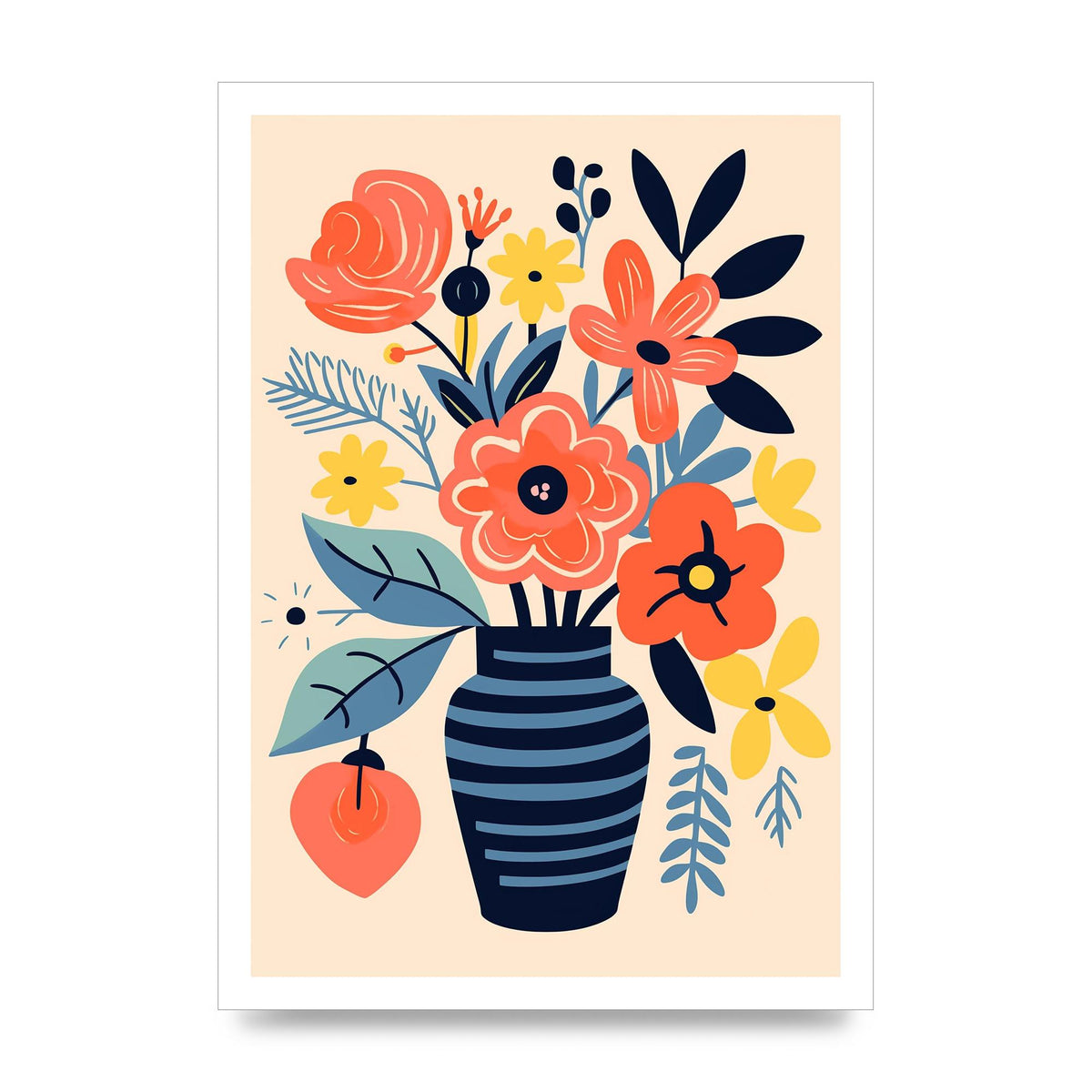 Vivid Vase with 8 Lively Blossoms