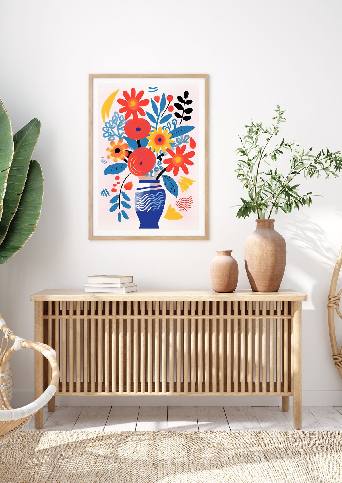 Vase with 11 Colorful Flowers