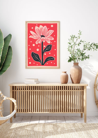 Vase with Vibrant Flowers and Shapes