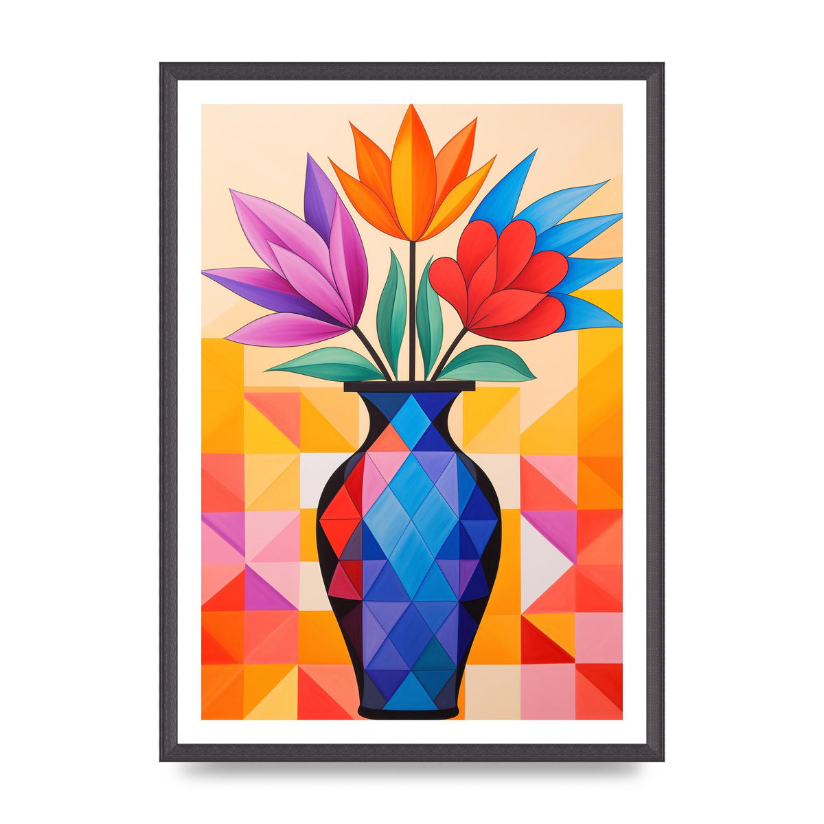 16 Flowers in Vibrant Color Vase