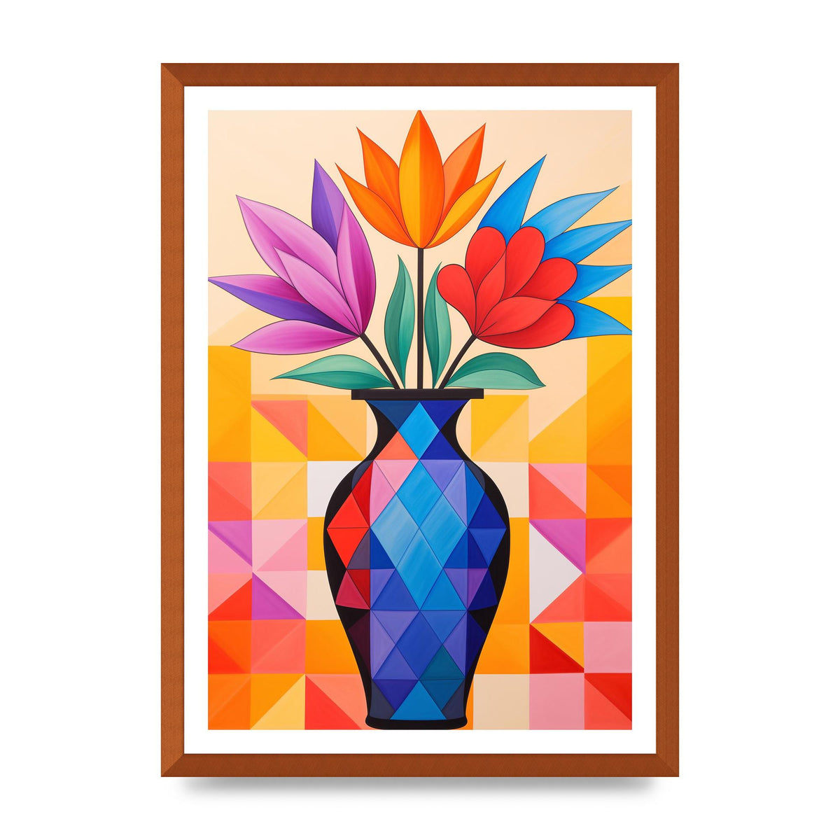 16 Flowers in Vibrant Color Vase