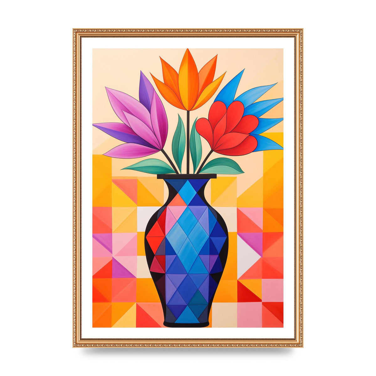 16 Flowers in Vibrant Color Vase