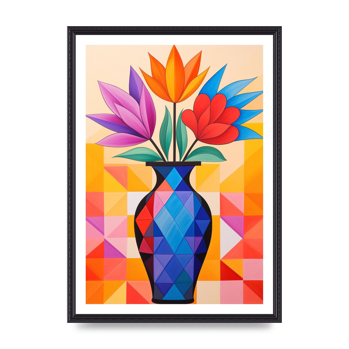 16 Flowers in Vibrant Color Vase