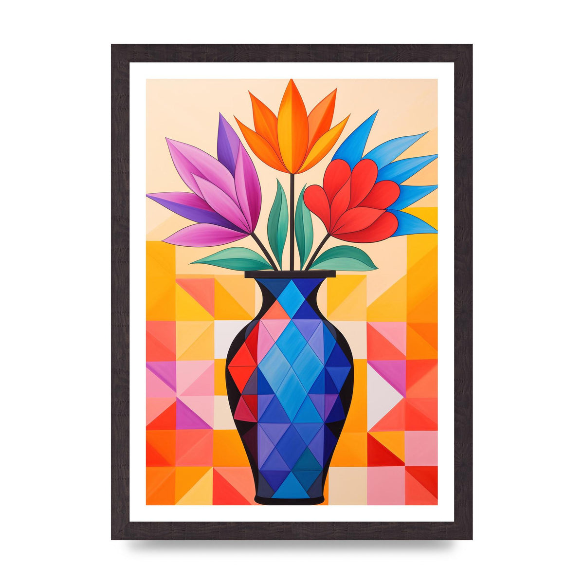 16 Flowers in Vibrant Color Vase