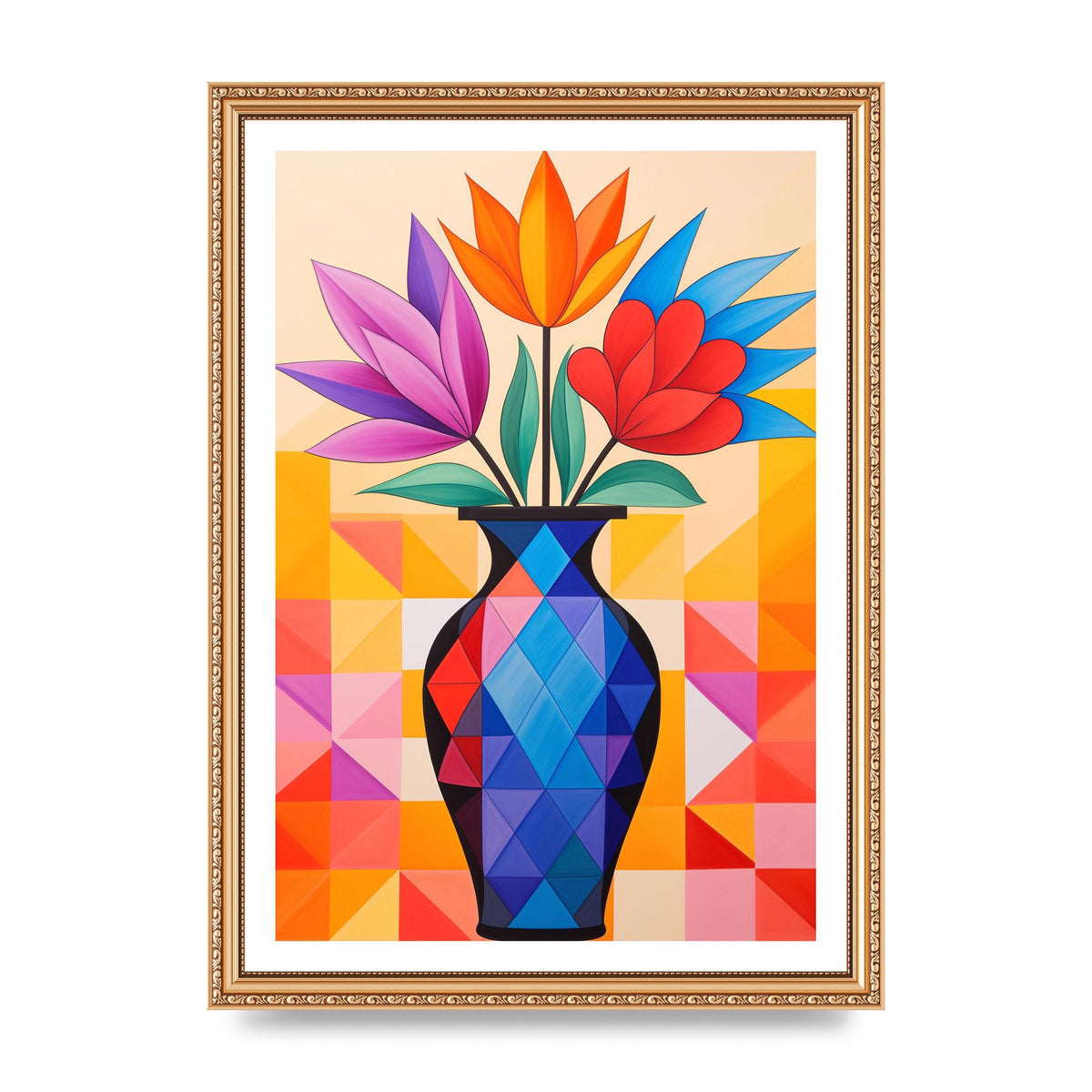 16 Flowers in Vibrant Color Vase